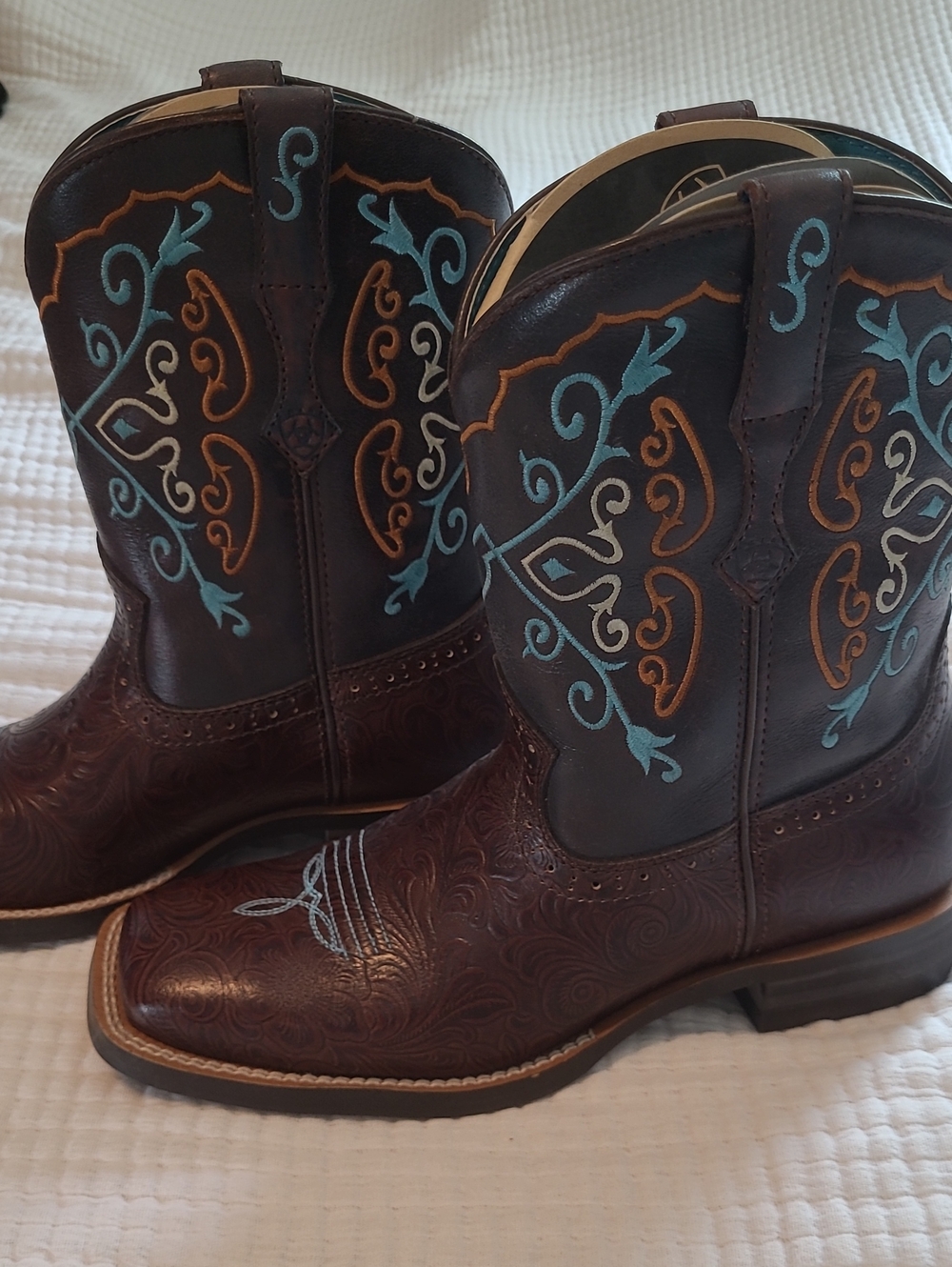 Womens Ariat RodeoBaby Square Toe Boots In Brown - Picture 3 of 6